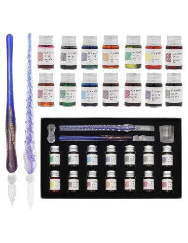 Conjunto de Plumas de Caligrafía de Vidrio AXEARTE 18 Piezas