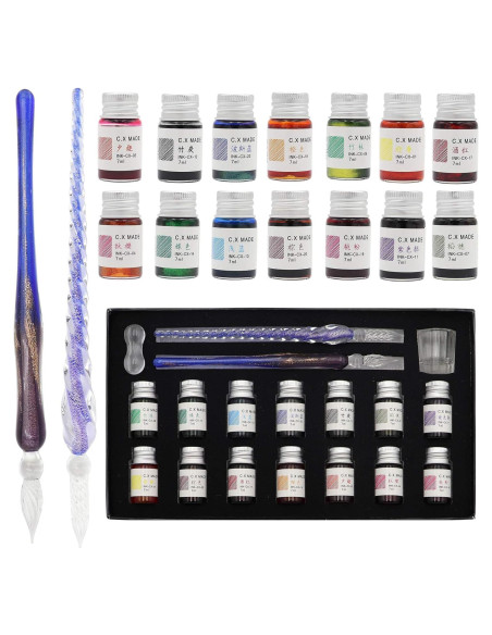 Conjunto de Plumas de Caligrafía de Vidrio AXEARTE 18 Piezas