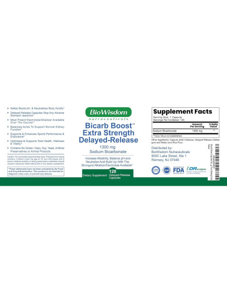 Bicarb Boost Cápsulas 1300mg Bicarbonato de Sodio Orgánico