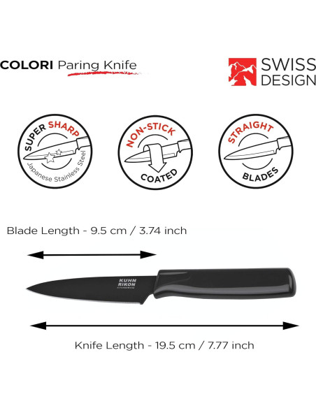 Cuchillo de Pelar Kuhn Rikon COLORI 10.16 cm Negro