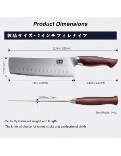 Cuchillo Nakiri 17.78 cm SHAN ZU Acero Inoxidable Japonés 2