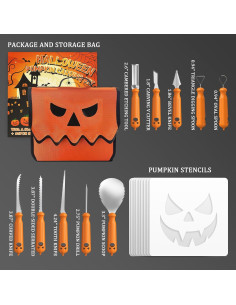 Kit de Tallado de Calabazas Halloween imarku 36 Pcs con Plantillas 2