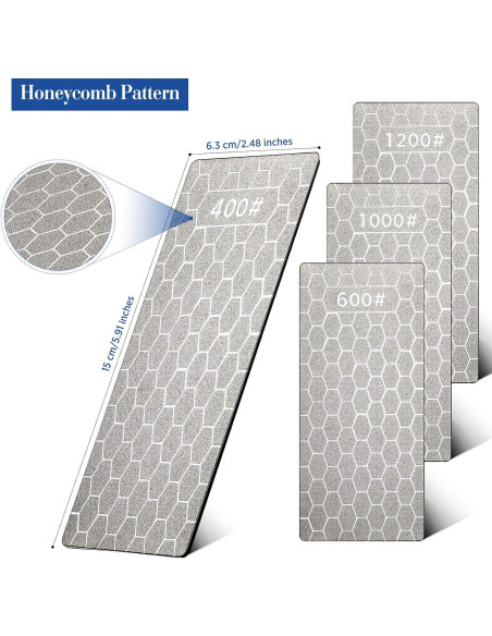 Piedra de Afilar de Diamante Honoson 4 Piezas 15x6.3cm 400/600/1000/1200 Grit