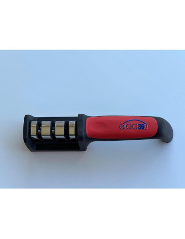 Afilador de Cuchillos Eloa360 - Manual 3 Etapas, Negro/Rojo
