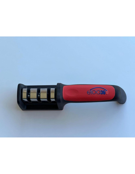 Afilador de Cuchillos Eloa360 - Manual 3 Etapas, Negro/Rojo