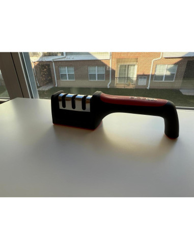 Afilador de Cuchillos Eloa360 - Manual 3 Etapas, Negro/Rojo