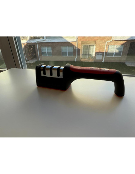 Afilador de Cuchillos Eloa360 - Manual 3 Etapas, Negro/Rojo