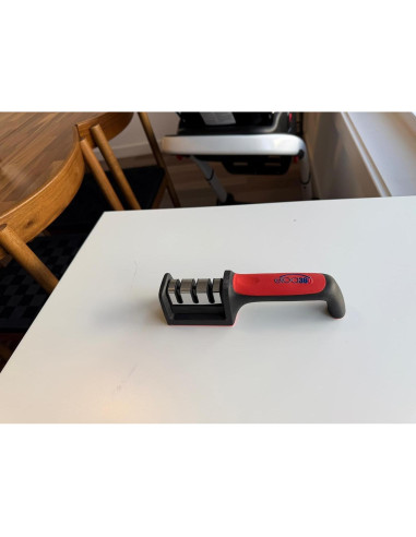 Afilador de Cuchillos Eloa360 - Manual 3 Etapas, Negro/Rojo