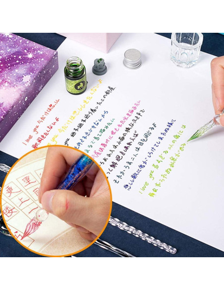 Conjunto de Plumas de Caligrafía de Vidrio AXEARTE 18 Piezas