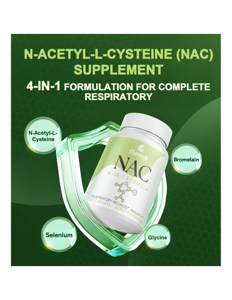 Suplemento NAC 1200mg Clarusph - Antioxidante Respiratorio 90 Cápsulas