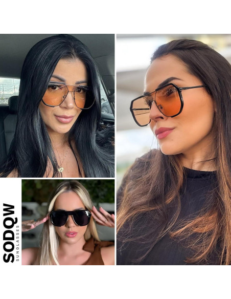 Gafas de sol aviador SODQW retro UV400 unisex grandes