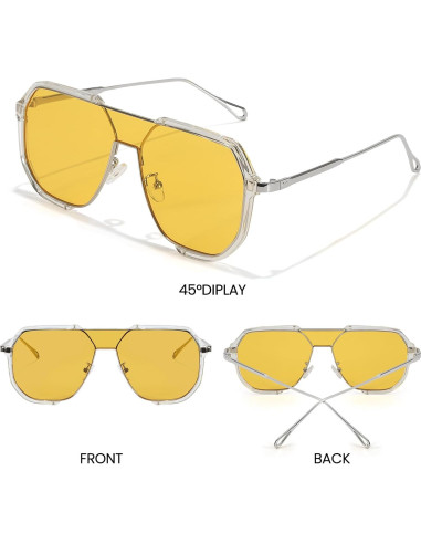 Gafas de sol aviador SODQW retro UV400 unisex grandes