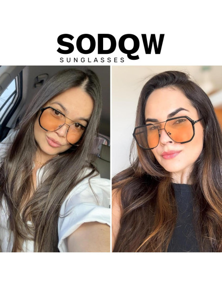 Gafas de sol aviador SODQW retro UV400 unisex grandes
