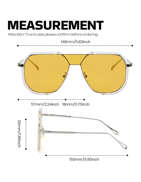 Gafas de sol aviador SODQW retro UV400 unisex grandes