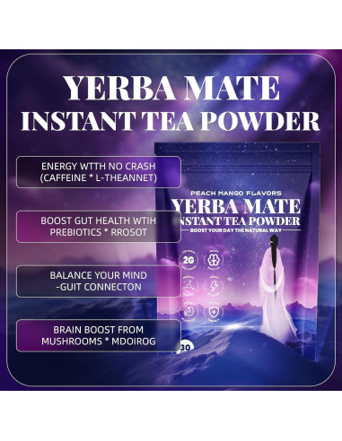 Polvo de Yerba Mate 330g HGDFD566 Sabor Durazno y Mango