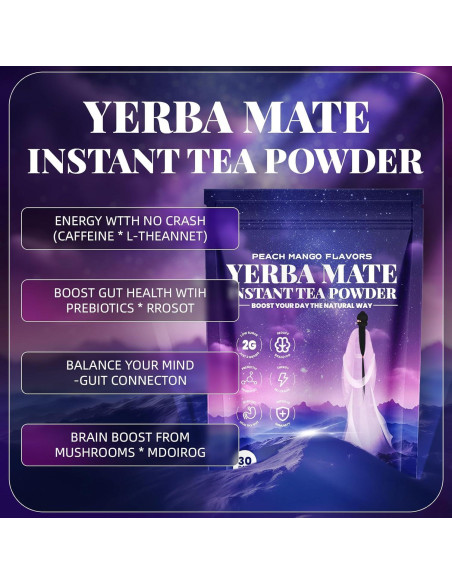 Polvo de Yerba Mate 330g HGDFD566 Sabor Durazno y Mango