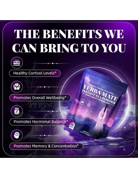 Polvo de Yerba Mate 330g HGDFD566 Sabor Durazno y Mango