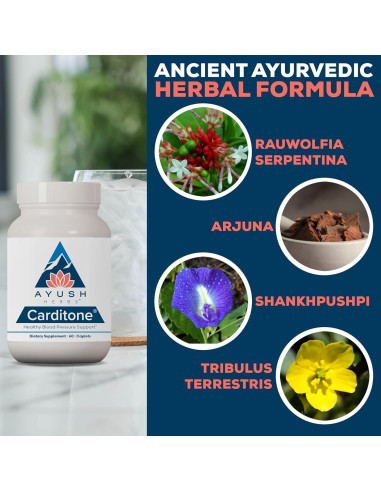 Ayush Herbs Carditone - Suplemento Natural para el Corazón 60 Tabletas