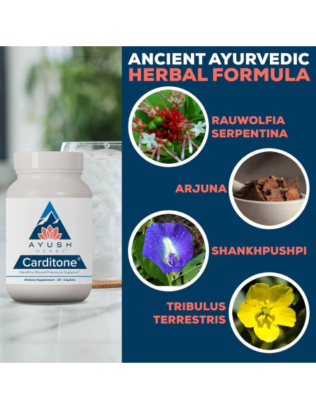 Ayush Herbs Carditone - Suplemento Natural para el Corazón 60 Tabletas