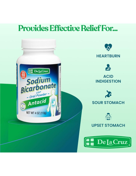 Bicarbonato de Sodio Puro De La Cruz 113.4 g - Antiácido Natural