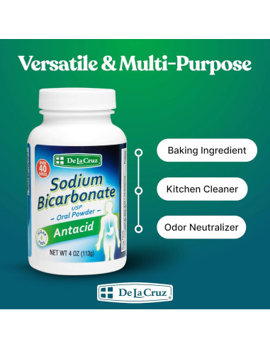 Bicarbonato de Sodio Puro De La Cruz 113.4 g - Antiácido Natural