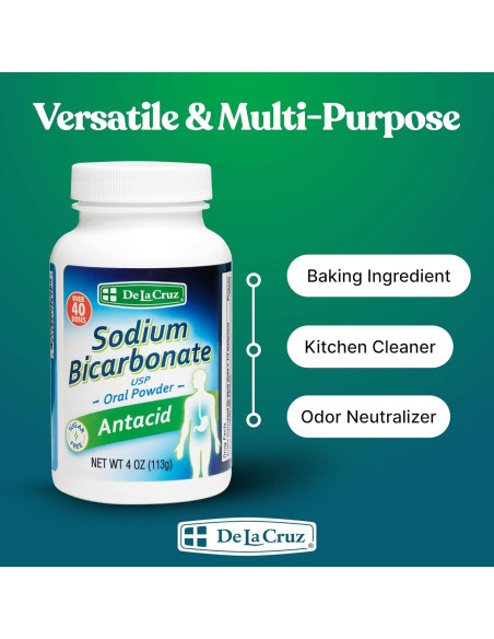 Bicarbonato de Sodio Puro De La Cruz 113.4 g - Antiácido Natural