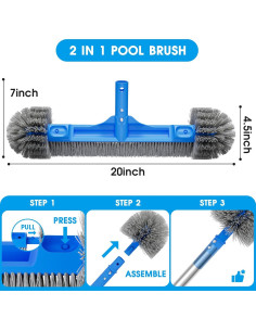 Juego de Cepillos para Piscina TidyMister 20'' con Polo 2-en-1 2