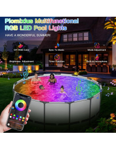 Luces de piscina sumergibles Plomixius 18W RGB IP68 APP 2
