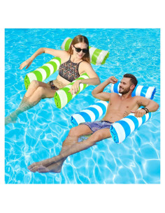 2 Flotadores Inflables TIWISSES 4 en 1 para Piscina Azul/Verde