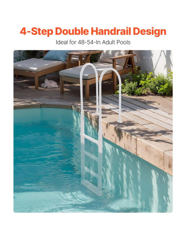 Escalera de Piscina VEVOR 4 Peldaños Doble Pasamanos 136 kg