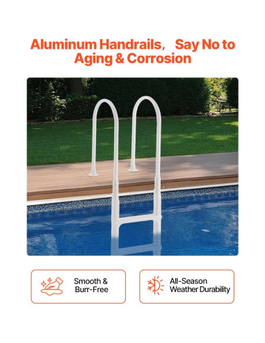Escalera de Piscina VEVOR 4 Peldaños Doble Pasamanos 136 kg