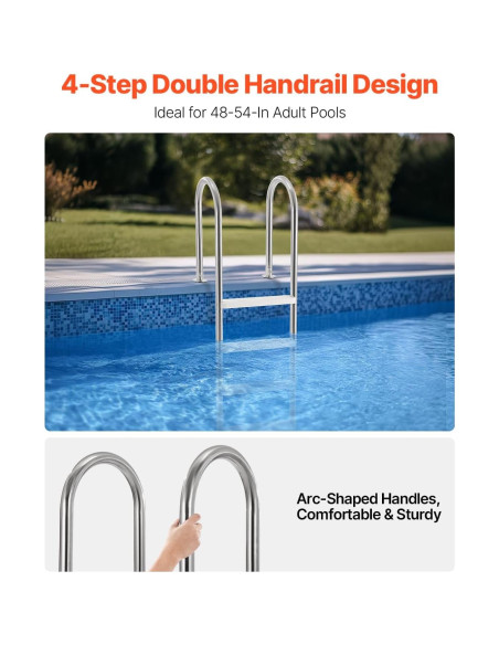Escalera de piscina VEVOR 4 pasos acero inoxidable 120 kg