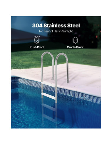 Escalera de piscina VEVOR 4 pasos acero inoxidable 120 kg