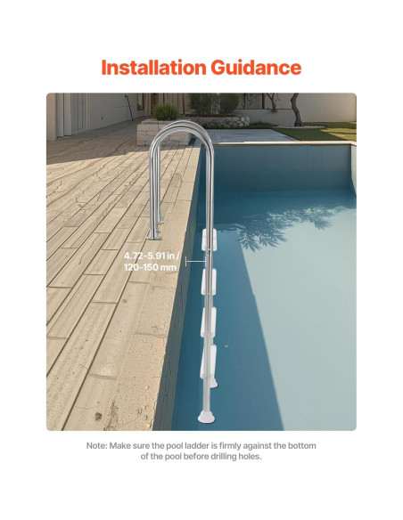 Escalera de piscina VEVOR 4 pasos acero inoxidable 120 kg