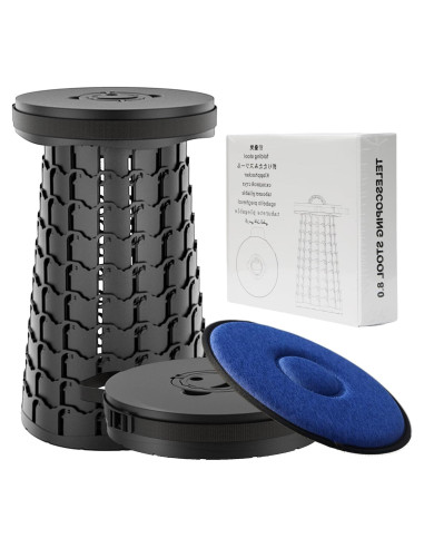 Taburete Plegable ALEVMOOM 2024 Negro Ajustable 50cm 1000lbs