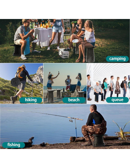 Taburete Plegable ALEVMOOM 2024 Negro Ajustable 50cm 1000lbs