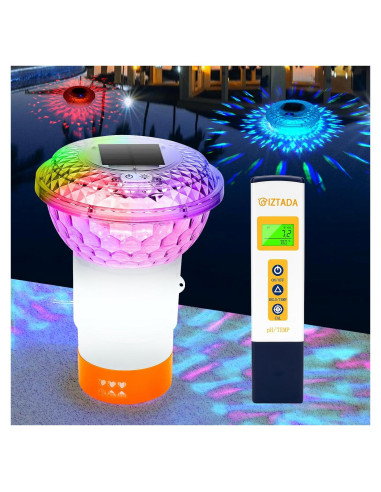 Flotador de Cloro Solar y Medidor Digital de pH para Piscinas