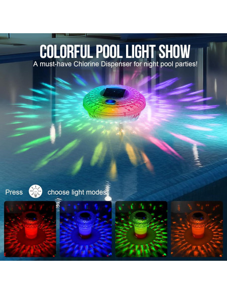 Flotador de Cloro Solar y Medidor Digital de pH para Piscinas