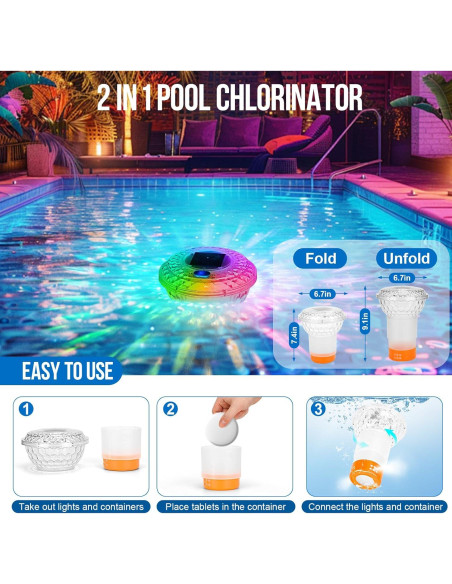 Flotador de Cloro Solar y Medidor Digital de pH para Piscinas