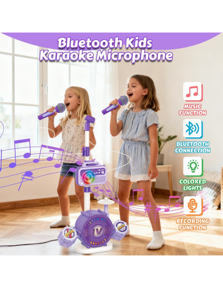 Micrófono de Karaoke Bluetooth para Niños con Soporte Ajustable