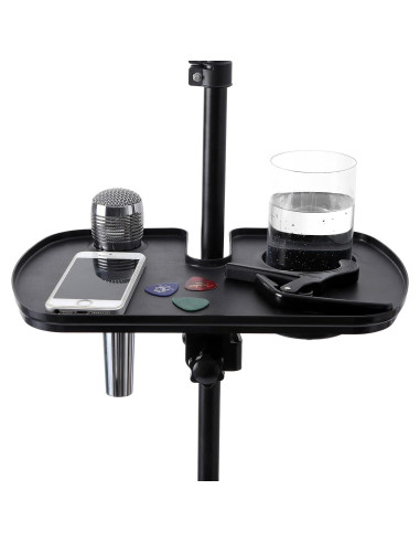 Bandeja Soporte para Micrófono Deluxe - Plástico Negro 26.2x20.5cm