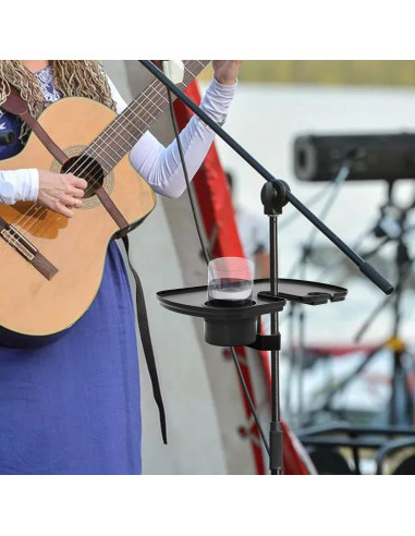 Bandeja Soporte para Micrófono Deluxe - Plástico Negro 26.2x20.5cm