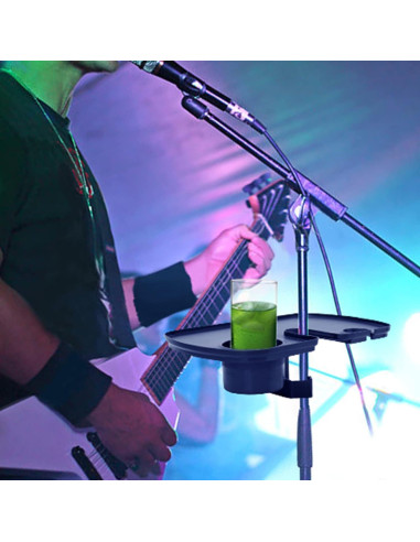 Bandeja Soporte para Micrófono Deluxe - Plástico Negro 26.2x20.5cm