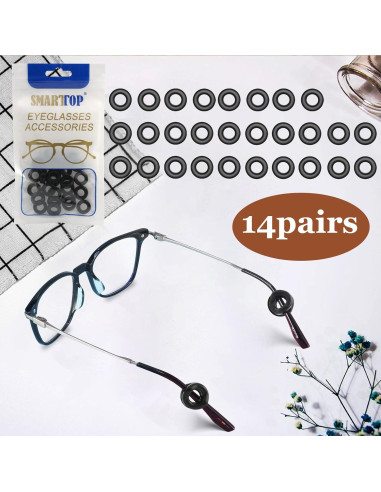14 Pares de Sujetadores Antideslizantes para Gafas - Negro