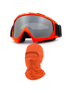 Gafas de Motocross Immoono con Balaclava Naranja y Plata