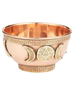 Tazón de Ofrecimiento de Cobre Pachamama 7.62 cm Triple Luna