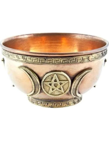 Tazón de Ofrecimiento de Cobre Pachamama 7.62 cm Triple Luna