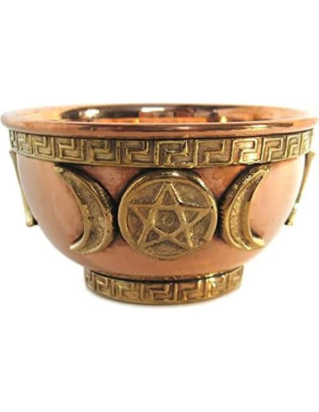 Tazón de Ofrecimiento de Cobre Pachamama 7.62 cm Triple Luna