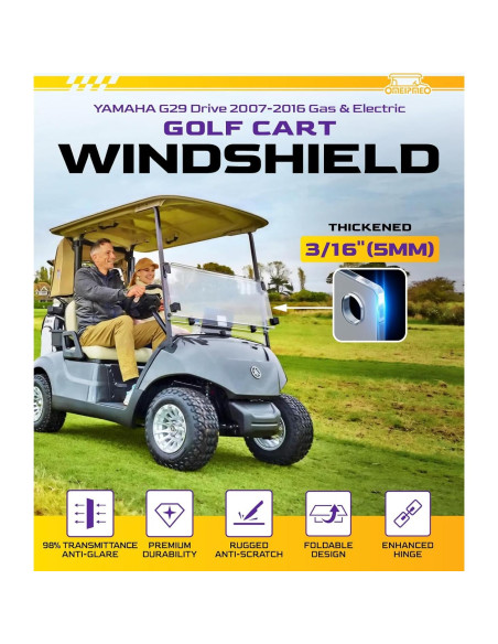 Parabrisas Plegable OMEIPMEO para Golf Cart YAMAHA G29 2007-2016