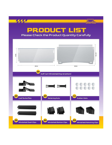 Parabrisas Plegable OMEIPMEO para Golf Cart YAMAHA G29 2007-2016